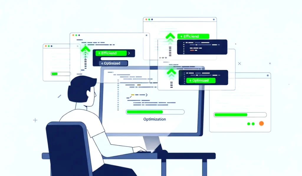 Developer working on efficient and optimized coding structure.