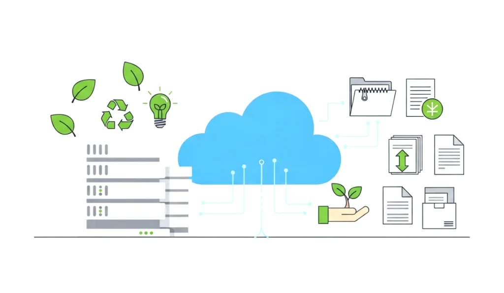 Data storage and cloud optimization illustration.